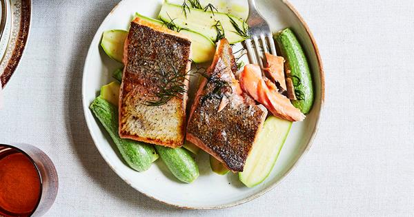 King trout and Lebanese zucchini recipe | Gourmet Traveller