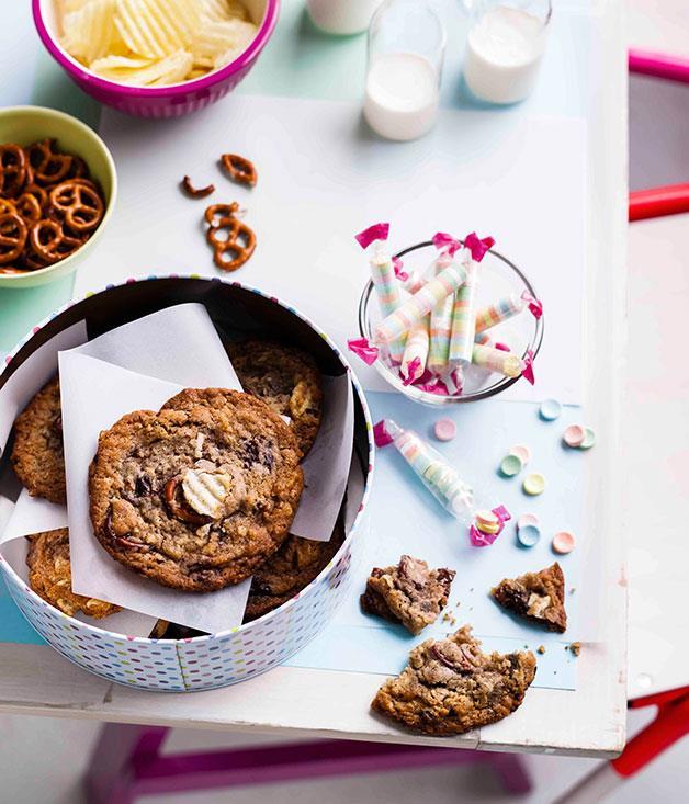 [**Compost Cookies**](https://www.gourmettraveller.com.au/recipes/browse-all/compost-cookies-11199|target="_blank")
<br><br>
The name might not give you high hopes, but these cookies are a tasty mix of Tosi's favourite snacks – pretzels, chocolate chips, Graham crackers and potato chips – baked into one convenient package. Like many of her desserts, there's plenty going on in terms of texture, as well as a savoury counterpoint to all that sugar. Overlook the Compost Cookie at your own peril.