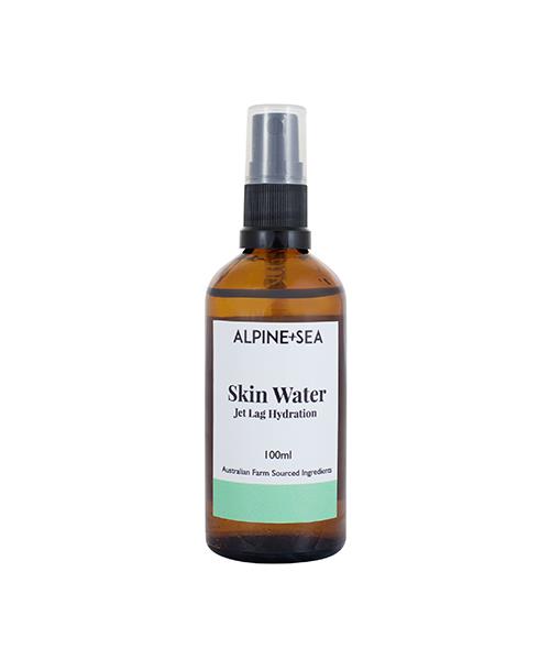 **Alpine+Sea skin water**

This Jet Lag mist from Alpine+Sea is a carry-on essential. Using ingredients sourced from family-owned organic and biodynamic farms around Australia, a quick spray of the rose water, ylang-ylang and aloe vera enriched spray will give skin the energy and hydration it needs mid-flight. $32, [alpineandsea.com](https://alpineandsea.com/|target="_blank"|rel="nofollow")