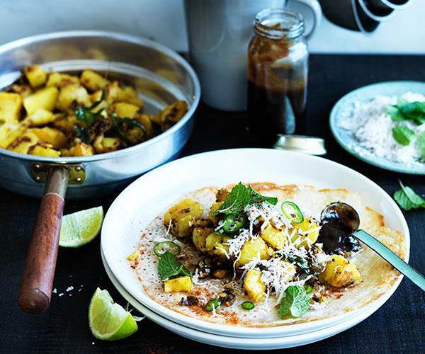 **[Dosai with spiced potatoes and tamarind chutney](https://www.gourmettraveller.com.au/recipes/browse-all/dosai-with-spiced-potatoes-and-tamarind-chutney-12307|target="_blank")**