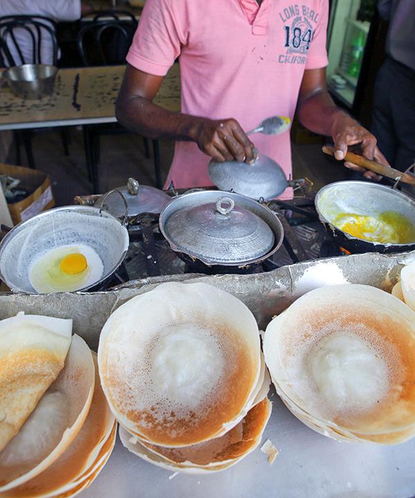Hoppers at a streetside stall in Colombo