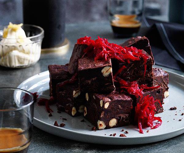 **[Beetroot brownies with ginger crème fraîche](https://www.gourmettraveller.com.au/recipes/chefs-recipes/beetroot-brownies-with-ginger-creme-fraiche-7954|target="_blank")**