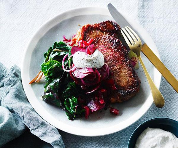 **[Steak with sweet and sour beetroot and horseradish crème fraiche](https://www.gourmettraveller.com.au/recipes/fast-recipes/steak-with-sweet-and-sour-beetroot-and-horeseradish-creme-fraiche-13833|target="_blank")**