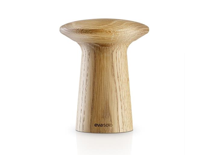 **Eva Solo Grinder:** This salt and pepper grinder can be set to mill finely, coarsely or in-between by turning the base screw, and makes for a trusty cooking partner. With a high quality crushing mechanism, the design is engineered for longevity and is easy to refill. Made from solid oak wood, its unique mushroom shape will instantly give your dining table statement style. 
<br><br>
$79.95, [huntingforgeorge.com.au](https://www.huntingforgeorge.com/homeware/kitchen-dining/salt-pepper-grinder-eva-solo|target="_blank"|rel="nofollow")