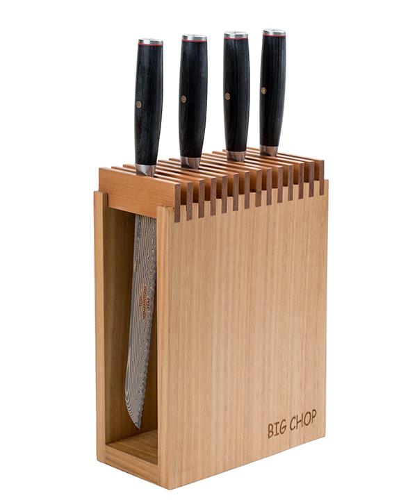 **BIG CHOP KNIFE BLOCK**
<br>
Tasmania's Big Chop make knife-agnostic knife blocks using different Tasmanian timbers including Huon pine and blackwood. The open slats mean any knife can slide in, so your favourite knives can stay in tip-top condition, regardless of whether they're part of a set.
<br>
*$195, [bigchop.com.au](http://www.thebigchop.com.au/products/online-shopping/|target="_blank"|rel="nofollow")*