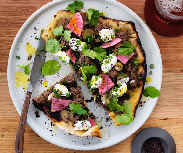 **[Turkish flatbread with beef and yoghurt](https://www.gourmettraveller.com.au/recipes/browse-all/turkish-flatbread-with-beef-and-yoghurt-12853|target="_blank")**<br>
The Agrarian Kitchen's take on the Turkish favourite of lahmacun is just the thing to snack on as your guests enjoy their first drinks.