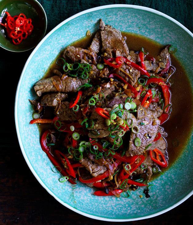 [**Beef with black bean and chilli sauce**](https://www.gourmettraveller.com.au/recipes/chefs-recipes/beef-with-black-bean-and-chilli-sauce-8621|target="_blank")