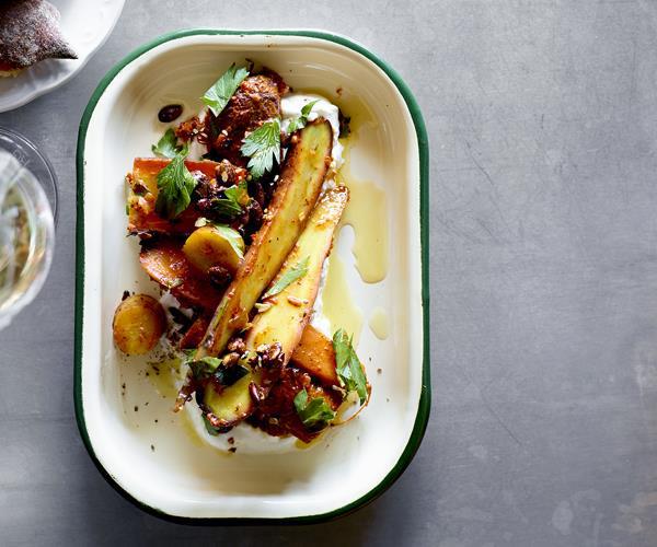 [Roasted carrot salad, pepper sauce, olive oil and curd](https://www.gourmettraveller.com.au/recipes/chefs-recipes/roasted-carrot-salad-pepper-sauce-olive-oil-and-curd-16082|target="_blank")