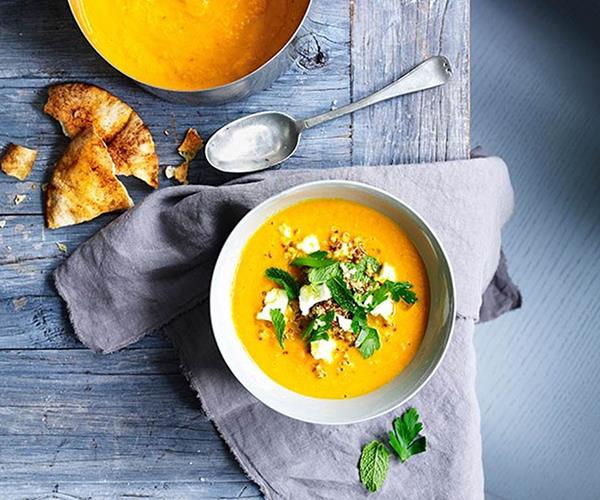 [Carrot soup with feta and quinoa](https://www.gourmettraveller.com.au/recipes/fast-recipes/carrot-soup-with-feta-and-quinoa-13377|target="_blank")
