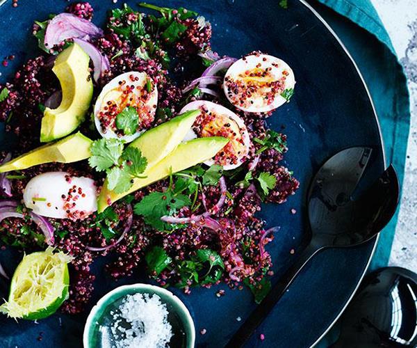 [Smashed beetroot, quinoa, egg and avocado salad](https://www.gourmettraveller.com.au/recipes/fast-recipes/smashed-beetroot-quinoa-egg-and-avocado-salad-13739|target="_blank")
