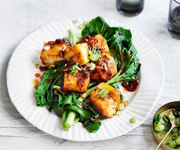 [Tofu with chilli jam and spring onions](https://www.gourmettraveller.com.au/recipes/fast-recipes/tofu-with-chilli-jam-and-spring-onions-13807|target="_blank")
