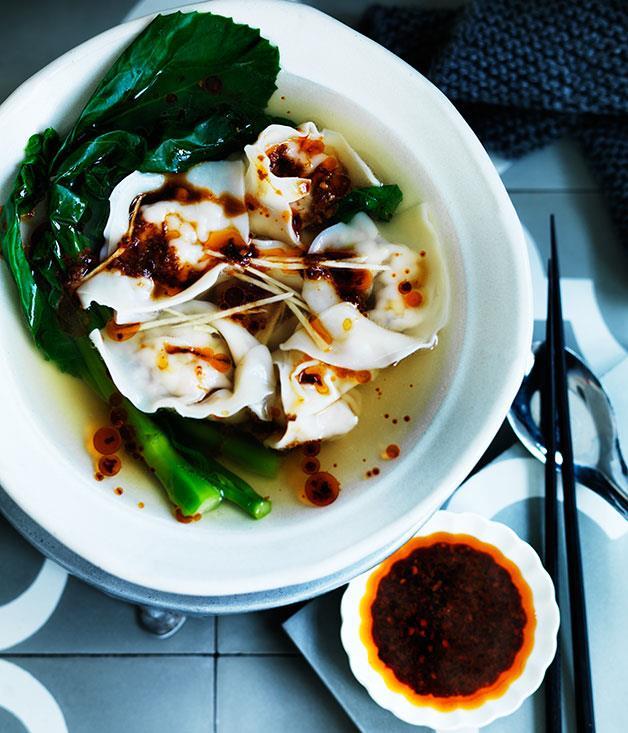 **[Wonton soup with Sichuan red oil and black vinegar chilli sauce](https://www.gourmettraveller.com.au/recipes/browse-all/wonton-soup-with-sichuan-red-oil-and-black-vinegar-chilli-sauce-12038|target="_blank")**