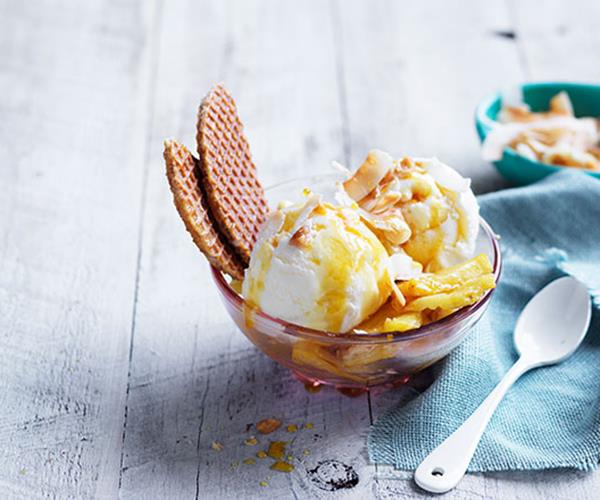 [Coconut sundae with pineapple caramel and macadamia nuts](https://www.gourmettraveller.com.au/recipes/browse-all/coconut-sundae-with-pineapple-caramel-and-macadamia-nuts-12694|target="_blank")