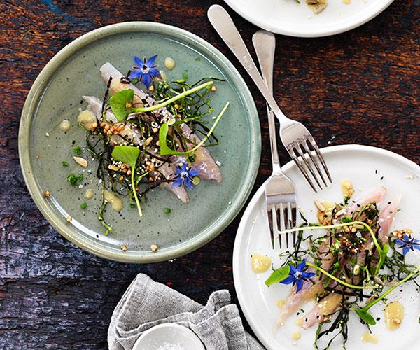 **[The Agrarian Kitchen's cured leatherjacket with horseradish vinaigrette](https://www.gourmettraveller.com.au/recipes/browse-all/cured-leatherjacket-with-horseradish-vinaigrette-12866|target="_blank")**