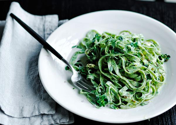Maggie Beer's herb pasta with sorrel butter and lemon thyme