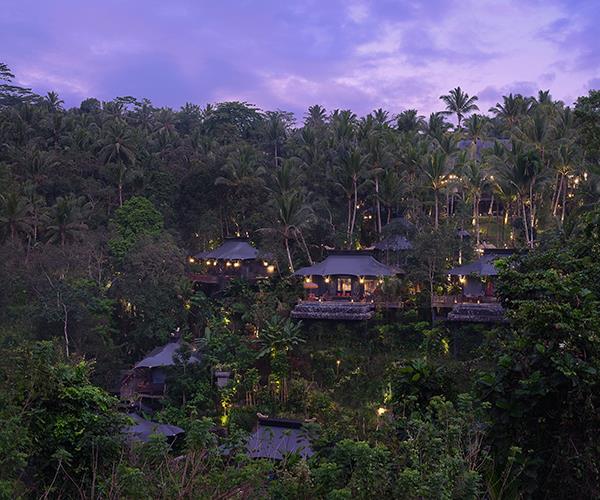 **Capella Ubud**

Resort designer Bill Bensley has imagined a 19th-century expeditionary camp in the Balinese jungle, set on four hectares of vertiginous rice terraces and rainforest in the Keliki Valley, about 25 minutes' drive north of Ubud. Guests are handed a "survival kit" (insect repellent, poncho, ear plugs) and retire to the Officers Tent for apéritifs, then to 22 one-bedroom tents or a two-bedroom lodge, each furnished with playful vintage curios, oversized travelling trunks, private decks and plunge pools. [capellahotels.com](https://www.capellahotels.com/en|target="_blank"|rel="nofollow")