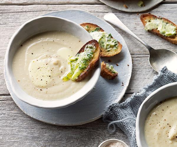 **[Cream of cauliflower soup with garlic toast](https://www.gourmettraveller.com.au/recipes/browse-all/cream-of-cauliflower-soup-with-garlic-toast-11732|target="_blank")**