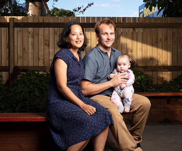 Pipit co-owners Yen Trinh and Ben Devlin with baby Penny.