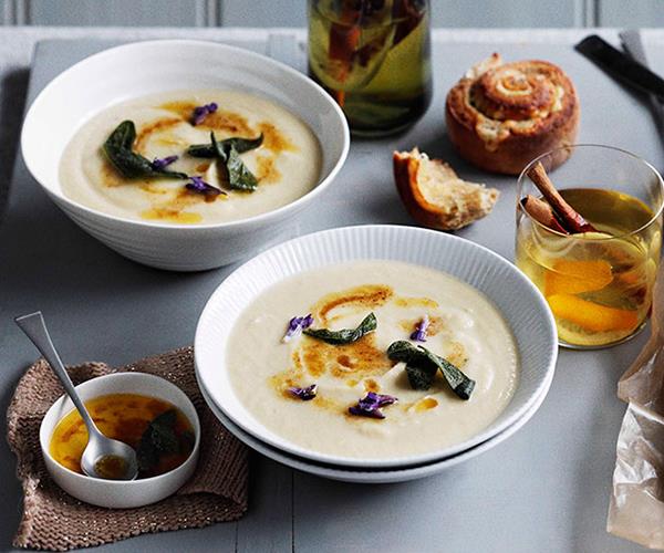 **[Roast garlic and parsnip soup with lemon butter and sage](http://www.gourmettraveller.com.au/recipes/browse-all/roast-garlic-and-parsnip-soup-with-lemon-butter-and-sage-11019|target="_blank")**