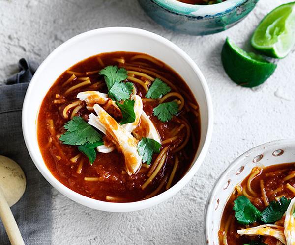**[Mexican chicken, tomato and noodle soup](https://www.gourmettraveller.com.au/recipes/browse-all/mexican-tomato-and-noodle-soup-12564|target="_blank")**