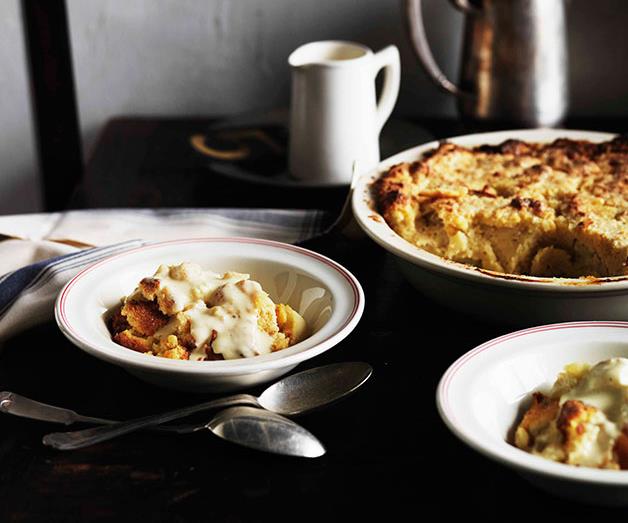 **[Heirloom apple pudding with vanilla custard](https://www.gourmettraveller.com.au/recipes/chefs-recipes/heirloom-apple-pudding-with-vanilla-custard-9087|target="_blank")**