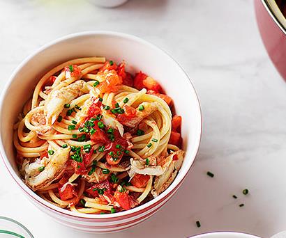 **[Bigoli with crab, tomatoes and anchovy](https://www.gourmettraveller.com.au/recipes/browse-all/bigoli-with-crab-tomatoes-and-anchovy-9613|target="_blank")**