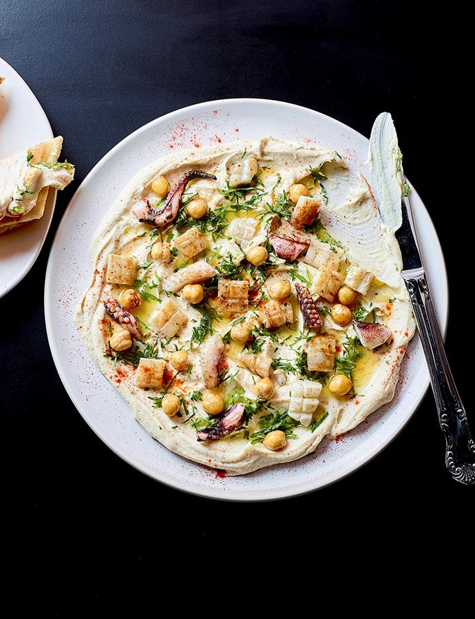 **[Hummus bi calamari](https://www.gourmettraveller.com.au/recipes/chefs-recipes/hummus-bi-calamari-16251|target="_blank")**