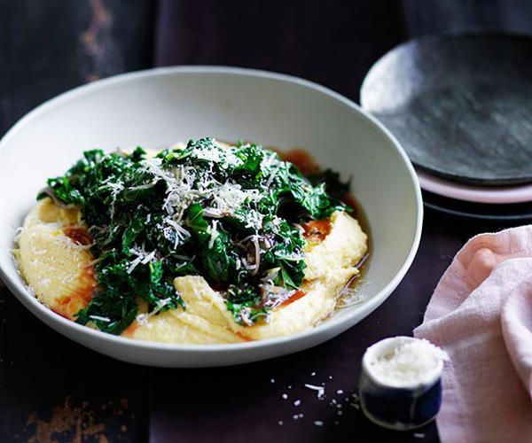 [**Braised kale with mascarpone polenta**](https://www.gourmettraveller.com.au/recipes/fast-recipes/braised-kale-with-mascarpone-polenta-13621|target="_blank")
