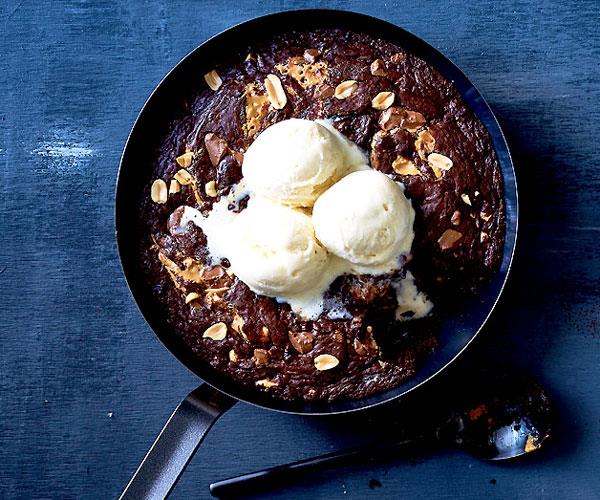 **[Warm chocolate and peanut butter skillet brownie](https://www.gourmettraveller.com.au/recipes/browse-all/warm-chocolate-and-peanut-butter-skillet-brownie-12754|target="_blank")**