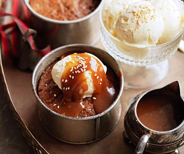**[Date puddings with sesame ice-cream and salted caramel](https://www.gourmettraveller.com.au/recipes/browse-all/date-puddings-with-sesame-ice-cream-and-salted-caramel-11419|target="_blank")**
