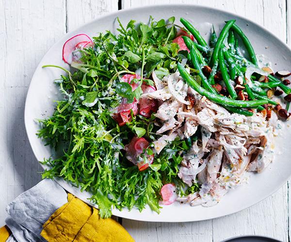 **[Chicken, radish and bean salad with tarragon dressing](https://www.gourmettraveller.com.au/recipes/fast-recipes/chicken-radish-and-bean-salad-13701|target="_blank")**