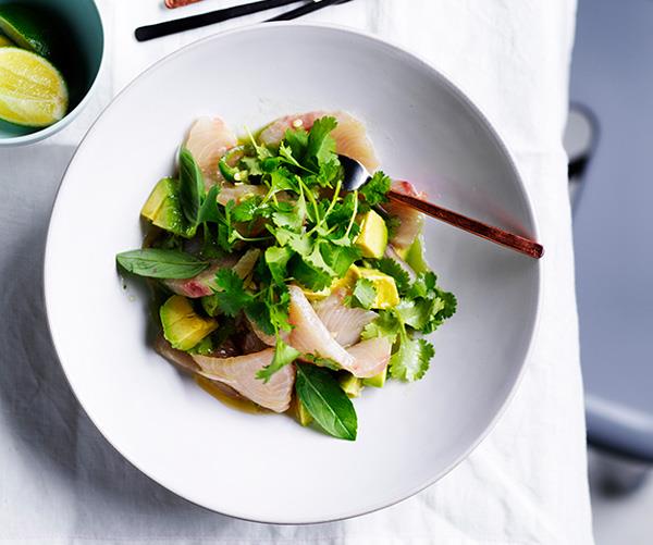 **[White fish crudo with avocado, herbs and cucumber-lime dressing](https://www.gourmettraveller.com.au/recipes/browse-all/white-fish-crudo-with-avocado-herbs-and-cucumber-lime-dressing-12656|target="_blank")**