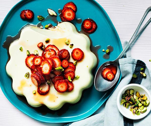 **[Curtis Stone's yoghurt panna cotta with strawberries and rosewater](http://www.gourmettraveller.com.au/recipes/chefs-recipes/curtis-stones-yoghurt-panna-cotta-with-strawberries-and-rosewater-8550|target="_blank")**