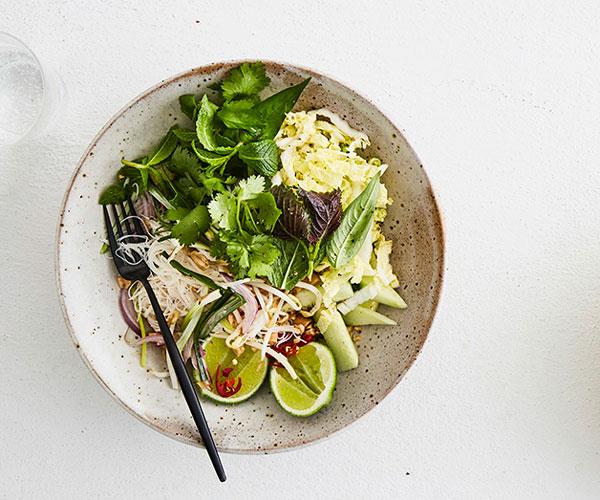**[Rice noodle bowl with herbs and chilli-lime dressing](https://www.gourmettraveller.com.au/recipes/healthy-recipes/rice-noodle-bowl-with-herbs-and-chilli-lime-dressing-15546|target="_blank")**