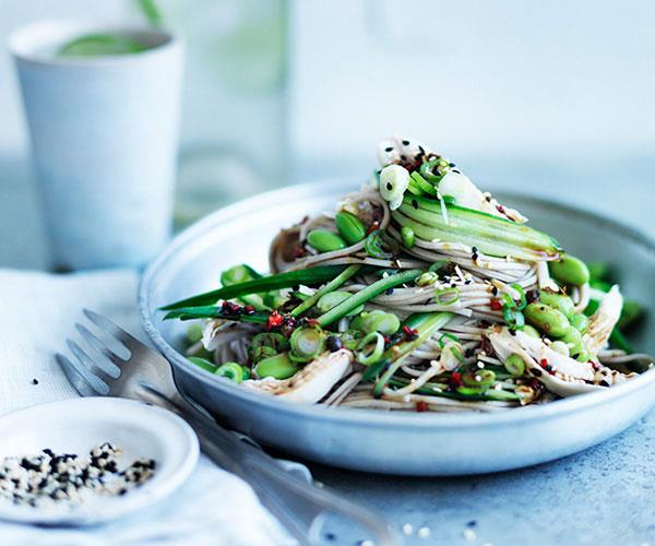 **[Chicken with chilled noodles, cucumber and Sichuan-vinegar dressing](https://www.gourmettraveller.com.au/recipes/fast-recipes/sichuan-chicken-salad-with-chilled-noodles-and-cucumber-13775|target="_blank")**