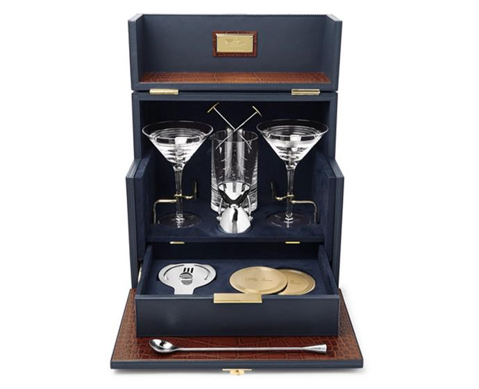This 10-piece cocktail-making set from iconic designer Ralph Lauren's homewares edit includes crystal glassware and essential mixing accessories, all packaged in a hand-stitched leather box that's sure bring the ambience of a Gatsby-esque bar right into your own home. 
<br><br>
Ralph Lauren Home Parker Mix Box, approx. $6565.75 AUD, [Mr. Porter](https://www.mrporter.com/en-au/mens/product/ralph_lauren_home/parker-mix-box/1174007|target="_blank"|rel="nofollow")