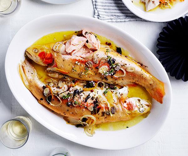 **[Baked golden trout with roe](https://www.gourmettraveller.com.au/recipes/browse-all/baked-golden-trout-with-roe-12659|target="_blank")**