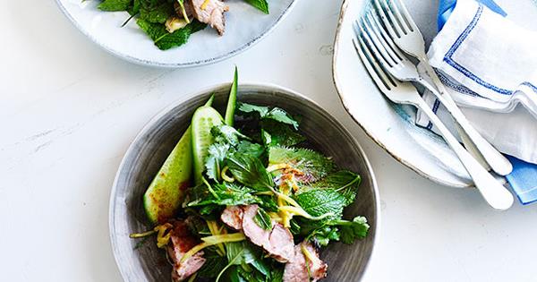 Thai Grilled Pork Salad With Green Mango Recipe Gourmet Traveller