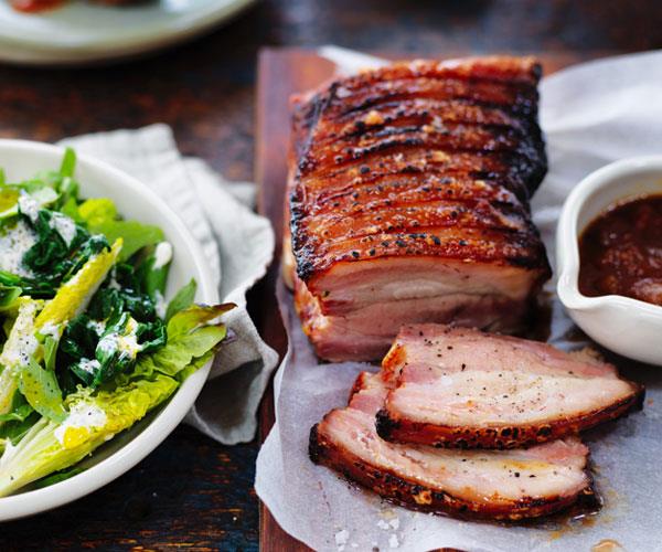 **[Roasted pork belly with tomato and cucumber relish](https://www.gourmettraveller.com.au/recipes/browse-all/roasted-pork-belly-with-tomato-and-cucumber-relish-12864|target="_blank")**