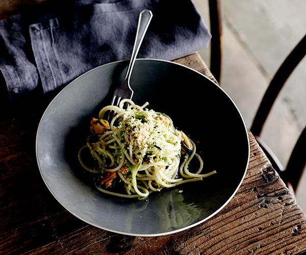 **[Spaghetti with mussels and chilli](https://www.gourmettraveller.com.au/recipes/chefs-recipes/spaghetti-with-mussels-and-chilli-8015|target="_blank")**