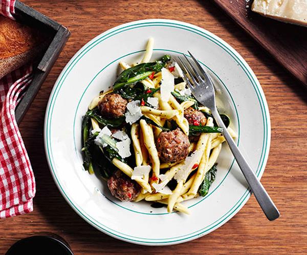 [**Pork and fennel meatball strozzapreti with braised chicory and chilli**](https://www.gourmettraveller.com.au/recipes/chefs-recipes/pork-and-fennel-meatball-strozzapreti-with-braised-chicory-and-chilli-9033|target="_blank")
