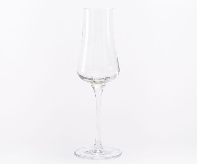 **Hipped Champagne flute, $12, from [West Elm](https://www.westelm.com.au/hipped-glassware-e1808?quantity=1&attribute_1=Champagne%20Flute|target="_blank"|rel="nofollow").** 


An excellent affordable option that combines clear glass with an hourglass silhouette. For those who prefer to dip, rather than dive, into their Champagne stemware investments.