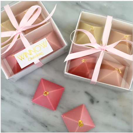 **Winnow Chocolates Pretty Pink Ombré Box, $15.50, [winnowchocolates.com](https://www.winnowchocolates.com/product-page/pretty-pink-ombr%C3%A9-box|target="_blank"|rel="nofollow")**

For a Valentine's Day chocolate box to impress, it has to be these sculptural beauties. White chocolate inside, ombré pink on the outside, and decorated with 23-carat gold leaf, these are the chocolate present your loved one will remember.