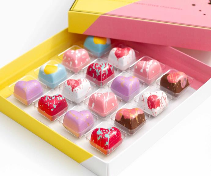 **Just Bliss Love Heart Chocolate Truffles, 16 pieces, $41 [justbliss.com.au](https://www.justbliss.com.au/collections/chocolate-gifts/products/love-heart-chocolate-truffles-16-piece-box|target="_blank"|rel="nofollow")**<br/>

This 16-piece collection from the Adelaide chocolaterie is pure joy. Lift the lid and you'll find a selection of heart-shaped truffles filled with a variety of flavours including dark raspberry, salted caramel and vodka-lemon-lime. Simply beautiful.