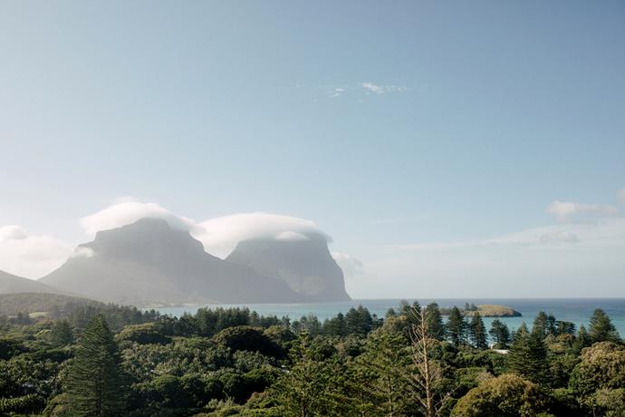 Cloud veil the twin peaks of Mt Gowe and Mt Lidgbird.