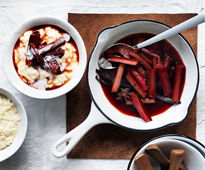 [**Coconut rice pudding with star anise and rhubarb**](https://www.gourmettraveller.com.au/recipes/browse-all/coconut-rice-pudding-with-star-anise-and-rhubarb-12030|target="_blank")
