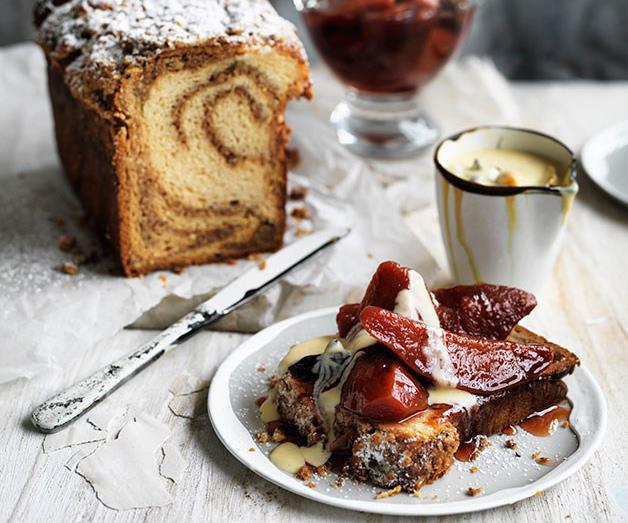 [**Ginger twist with quince and spiced custard**](https://www.gourmettraveller.com.au/recipes/browse-all/ginger-twist-with-quince-and-spiced-custard-11758|target="_blank")
