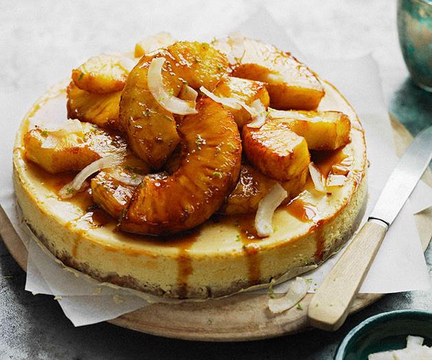 [**Coconut and lime cheesecake with brown sugar pineapple**](https://www.gourmettraveller.com.au/recipes/browse-all/coconut-and-lime-cheesecake-with-brown-sugar-pineapple-11550|target="_blank")
