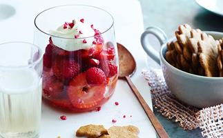 Strawberries in Champagne with crème Chantilly