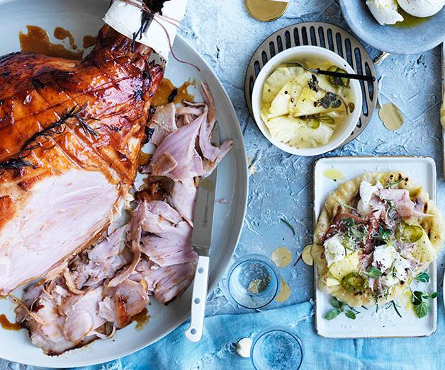 **[Glazed ham with pickled pineapple pizze](https://www.gourmettraveller.com.au/recipes/browse-all/glazed-ham-and-pickled-pineapple-pizze-12634|target="_blank")**